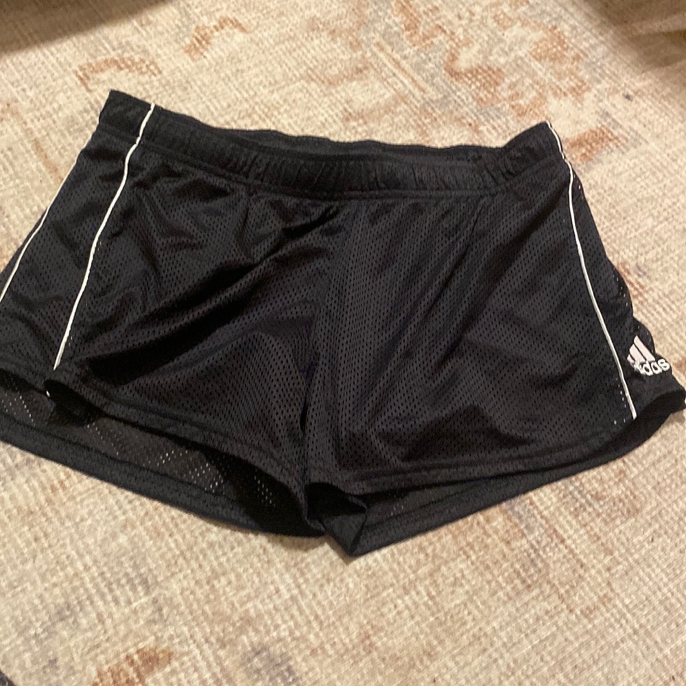 adidas Black Athletic Running Shorts with White Piping